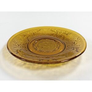 Vintage Anchor Hocking Amber Glass Tiara Daisy Sandwich 5.75" Plate Jewelry Tray